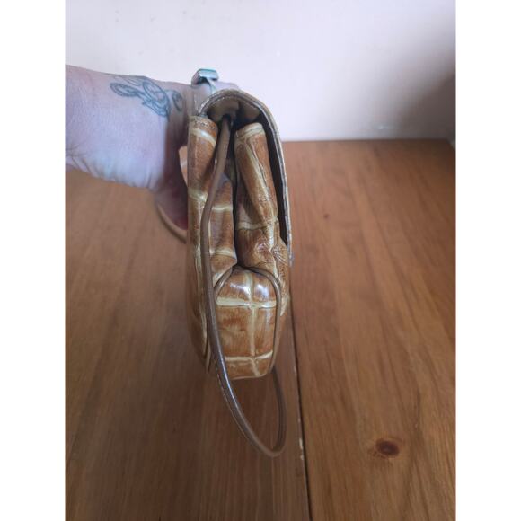 Etienne Aigner Crossbody Bag Medium Alligator Print Brown In Color - Picture 5 of 8